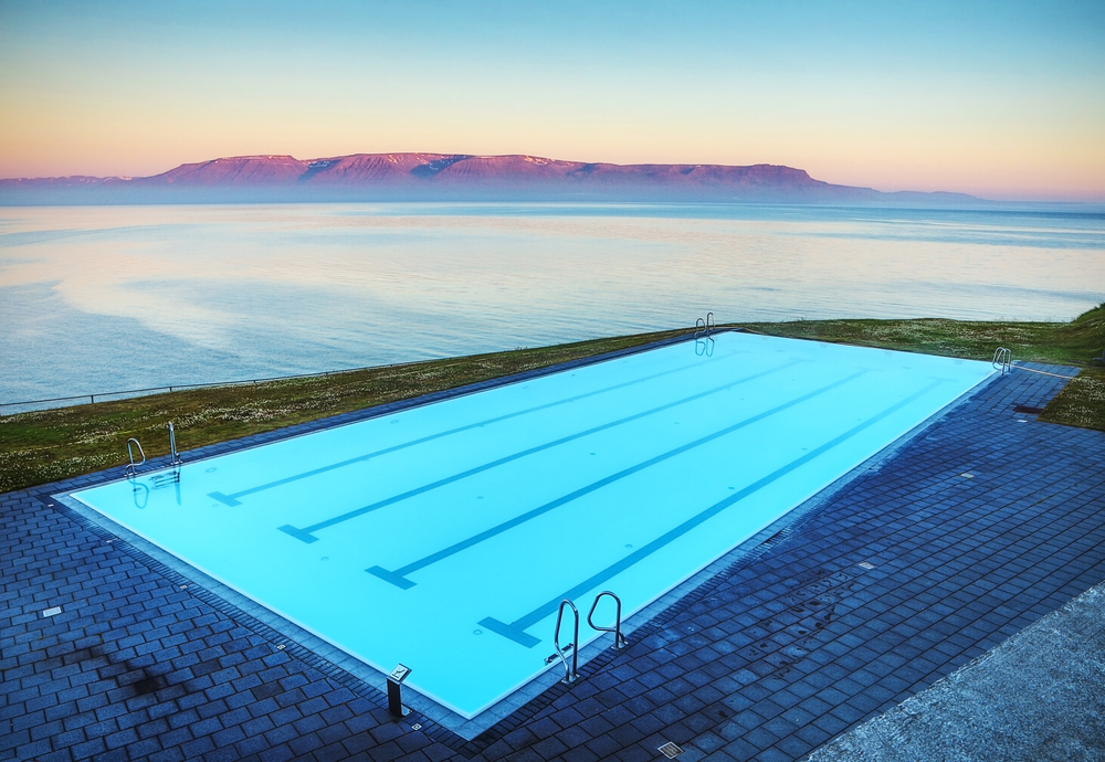 Swimming pool in iceland along the water