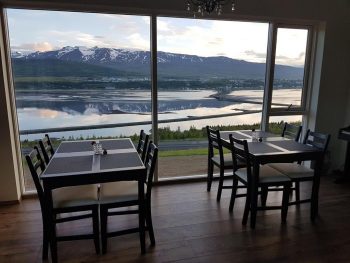 Photo of dining room at Hafdals Hotel located in Akureyri Icleand.