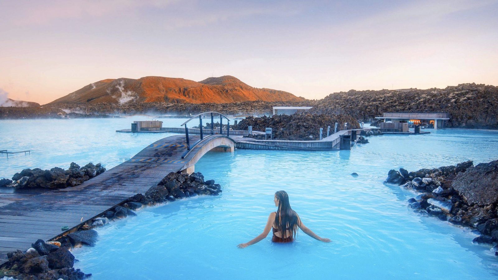 Woman bathing at the Blue Lagoon Iceland