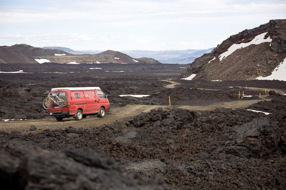 Camping in Iceland with a camper van.