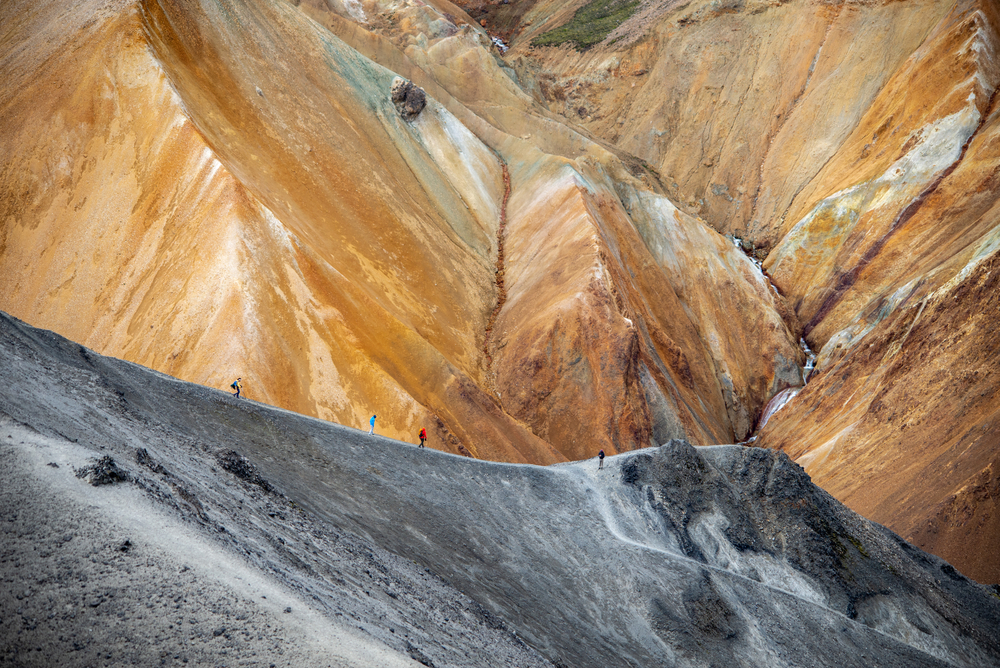 View of the volcanic scenes of Fjallabak, a national park in iceland