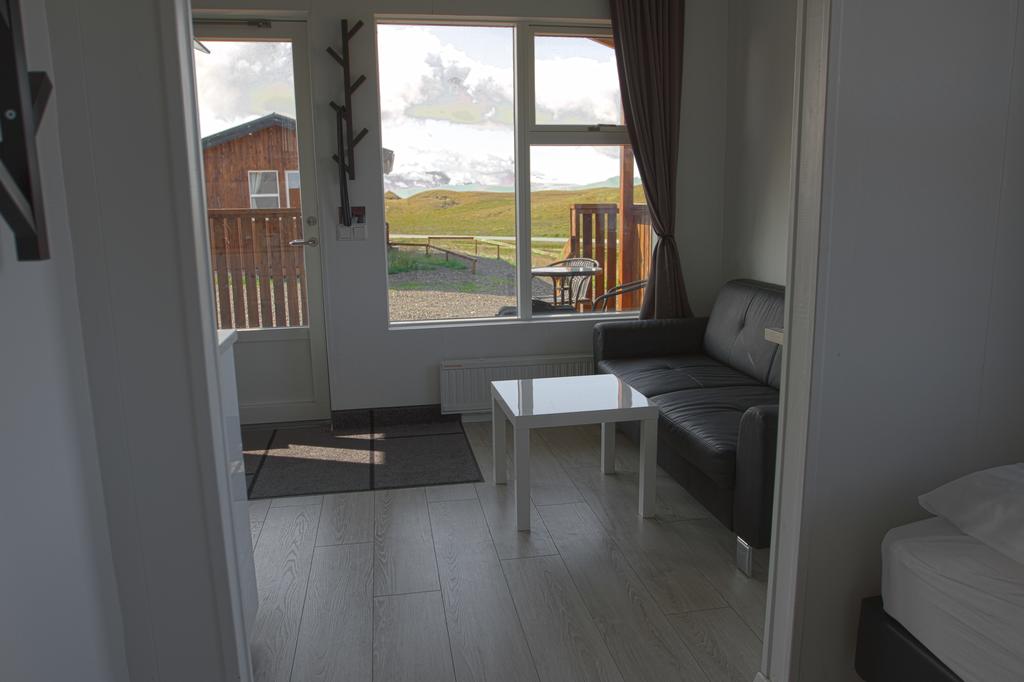 Photo of the inside of a guest cabin at Aurora Cabins located in Iceland. 