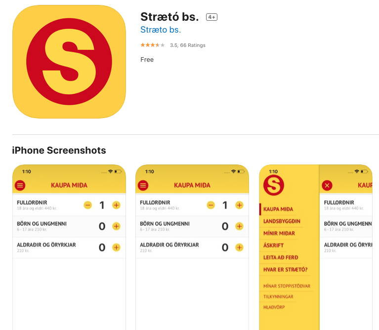 Straeto Bus Services is one of the best apps for bus schedules in Iceland
