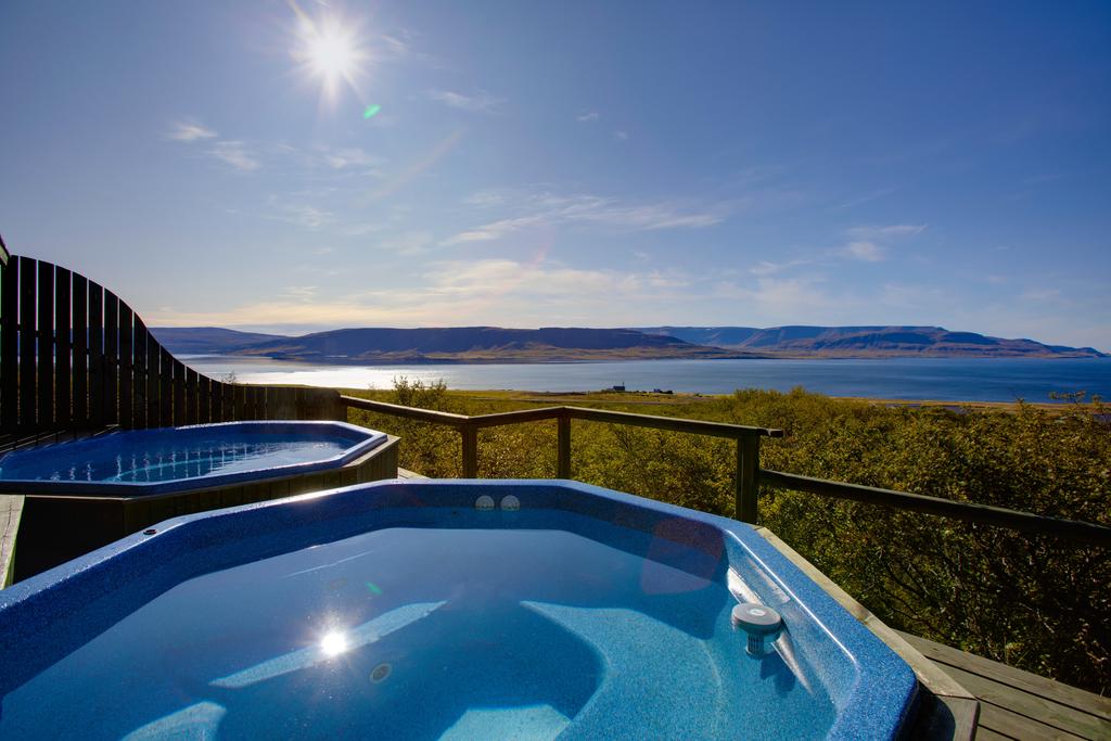 Photo of hot tubs at Hotel Glymur, a great Iceland honeymoon location.