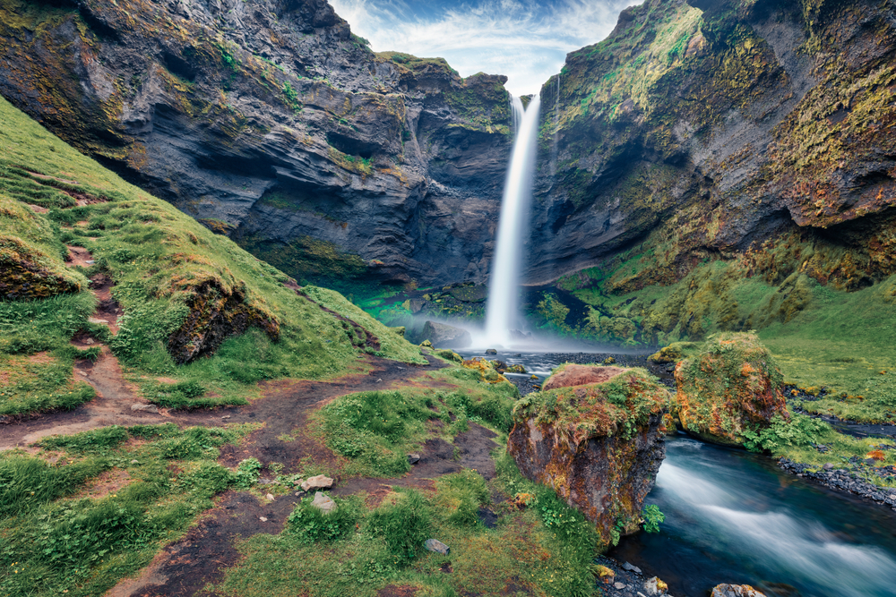 Kvernufoss Waterfall in Iceland