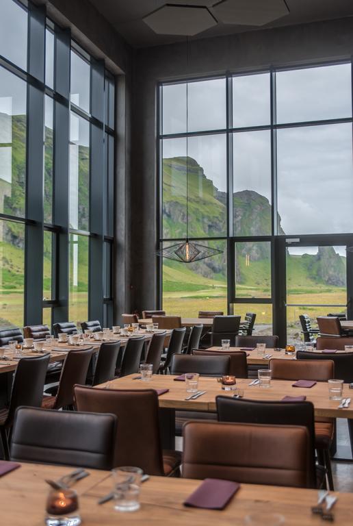 Photo of the restaurant dining room at Hotel Kria located in Vik, Iceland. One of the best luxury hotels in Iceland.