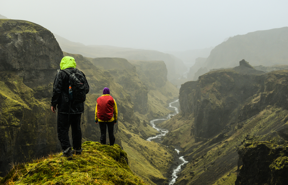 Photo of people hiking in Iceland.