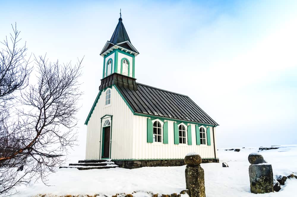 Thingvalla Kirkja Church is one of the most beautiful churches in Iceland 