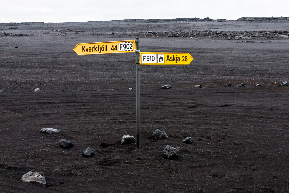 Photo of road signs in Iceland.