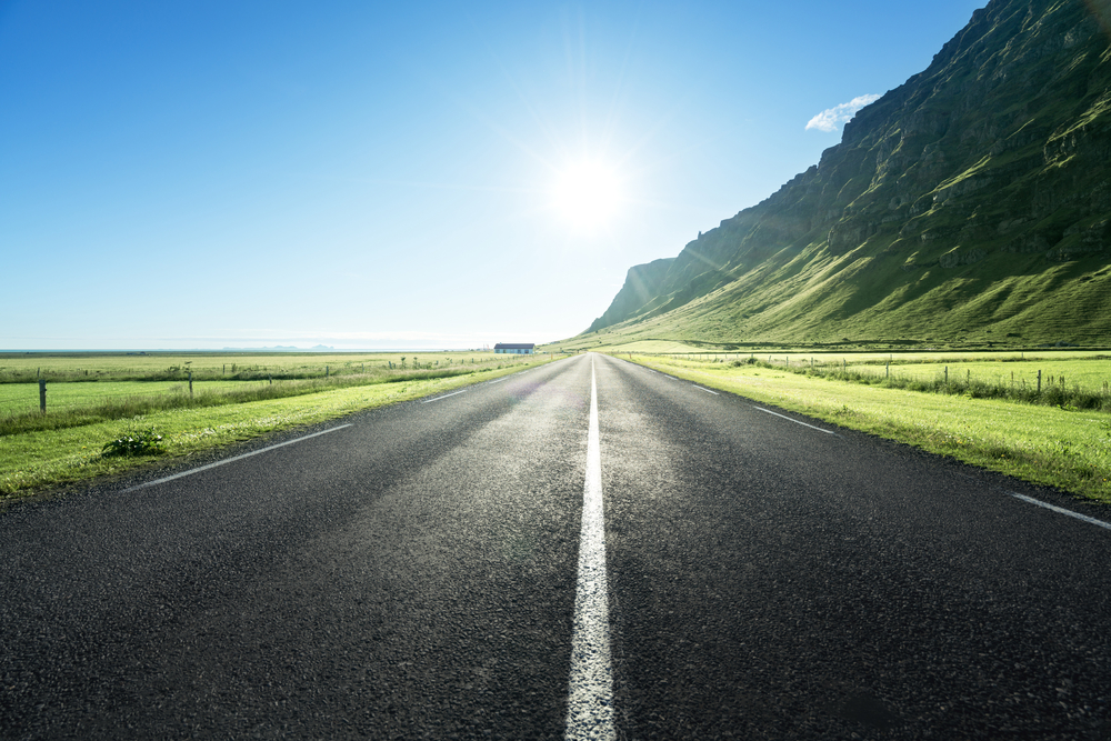 Photo of an empty road in Iceland.