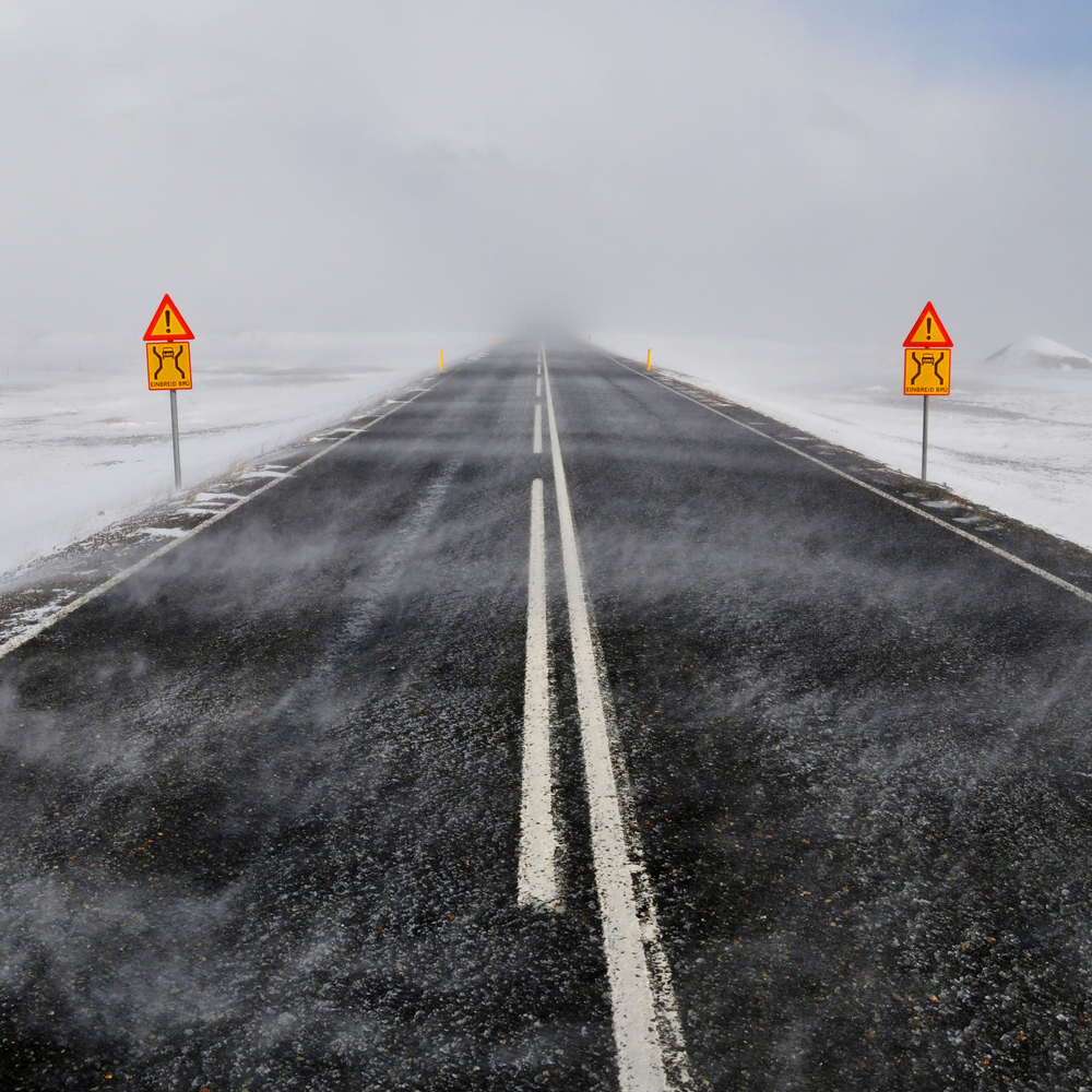 Photo of driving in Iceland in winter.