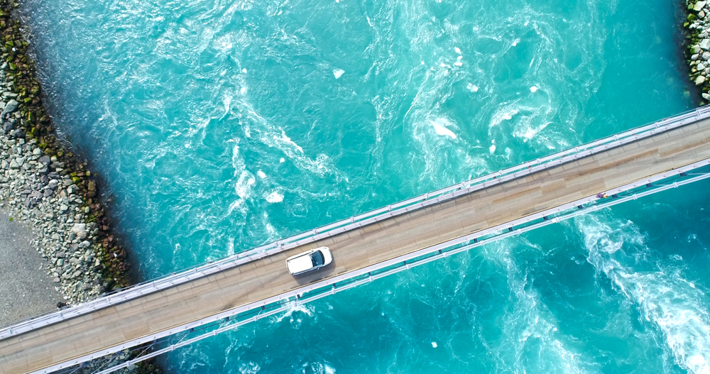 One of the one-lane bridges that can make driving in Iceland tricky.