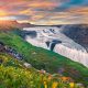 the Gullfoss waterfall in the summer along the Golden Circle Iceland