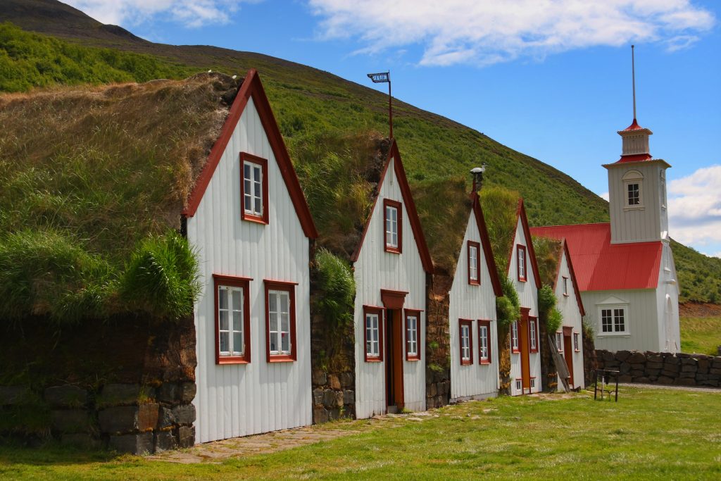 Turf homes in laufas in north iceland