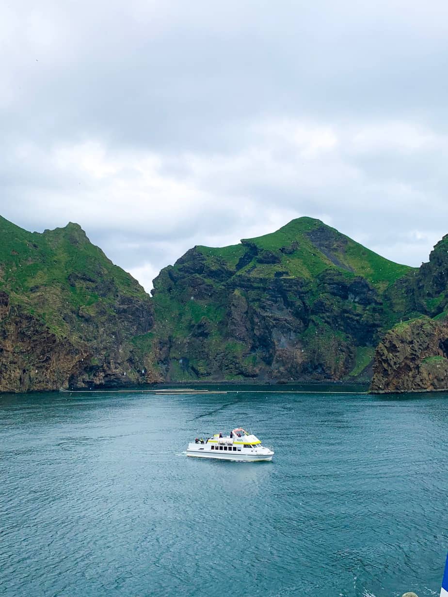 boat in the bay of the capital of the westman islands
