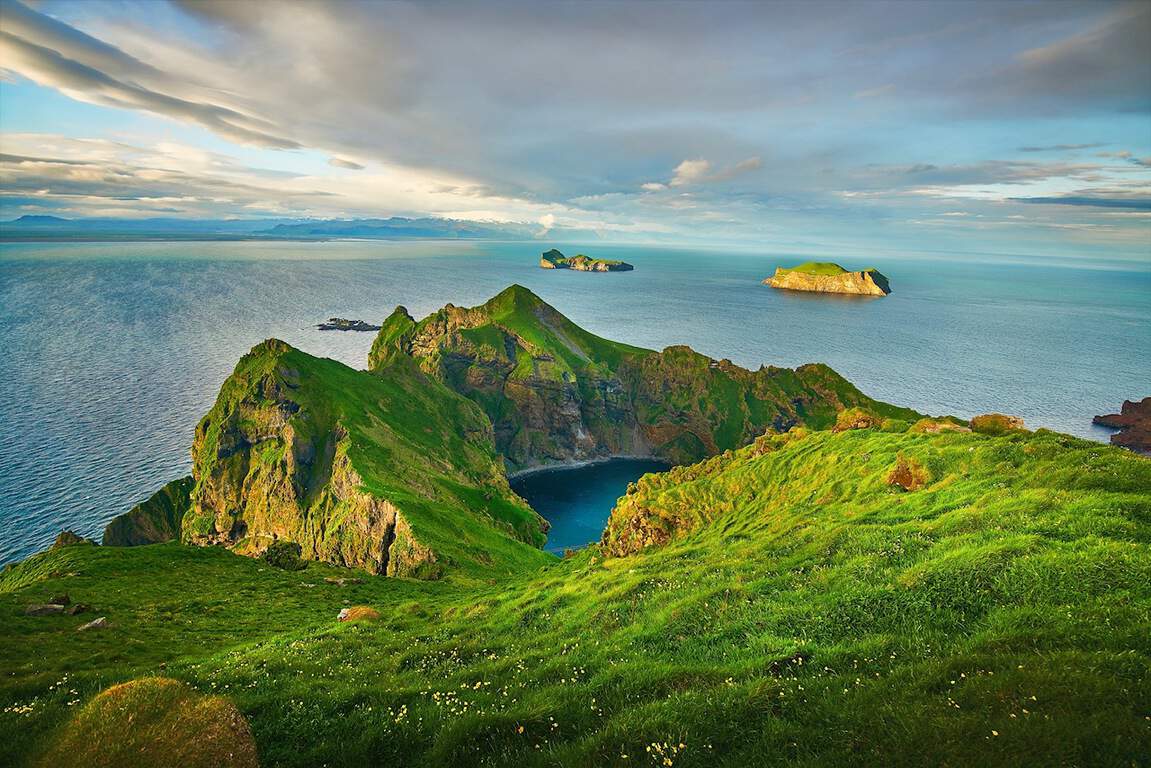 fantastic sunset views from a hike in the westman islands