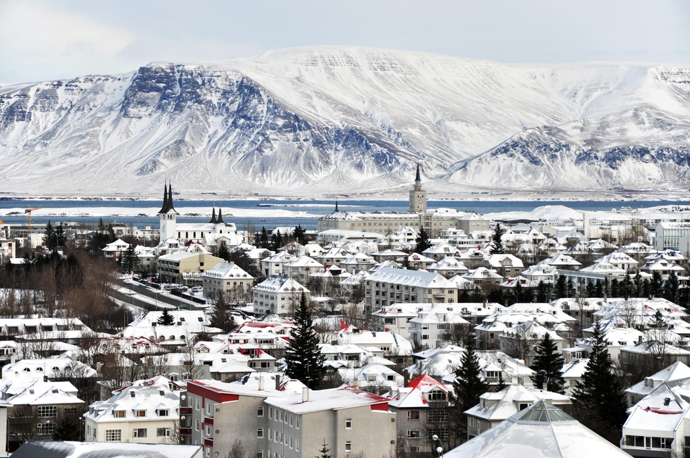 A view over Reykjavik in the winter