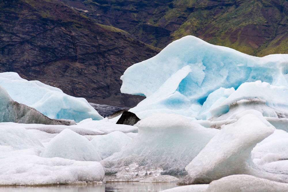 Close-up of icebergs in Fjallsarlon Glacier Lagoon.