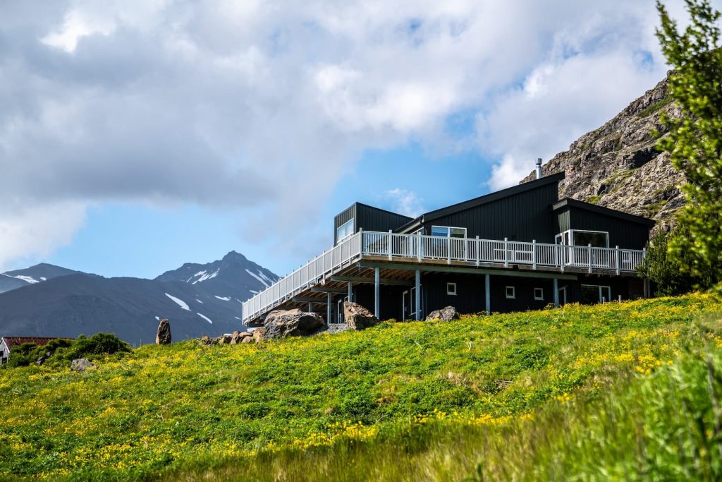 Luxury airbnb in iceland on rolling hills