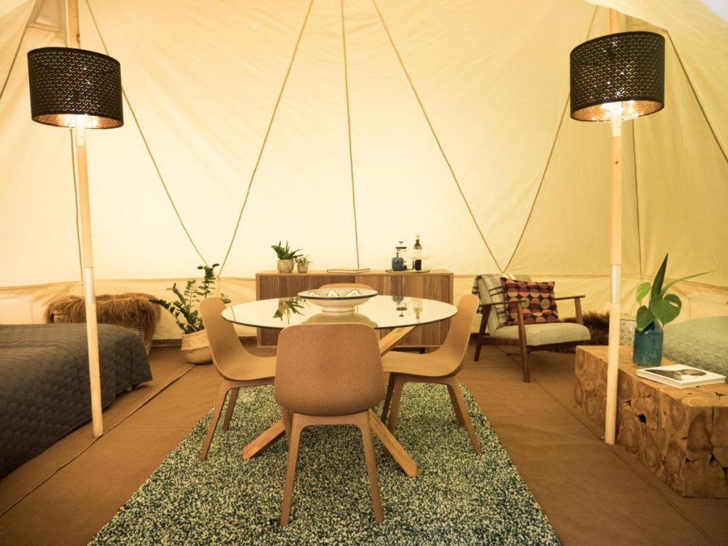 The ultimate luxury glamping trip is at camp boutique in Iceland where each tent has ample living space and a fireplace to keep toasty
