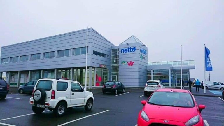 netto grocery store in iceland on a cloudy moody day