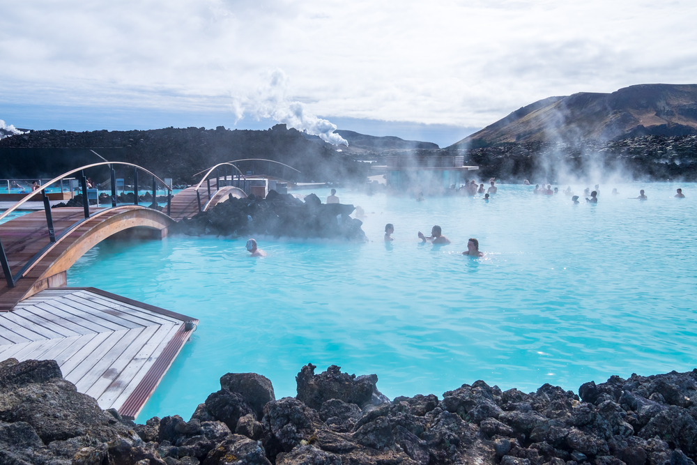 people swimming on a nice moody at the blue lagoon in iceland in 3 days