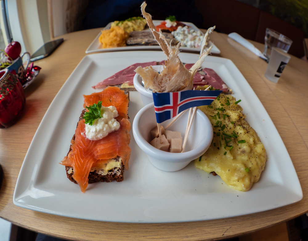 smoked trout and lamb and fermented shark which are some of the traditional Icelandic foods you can try at Cafe Loki