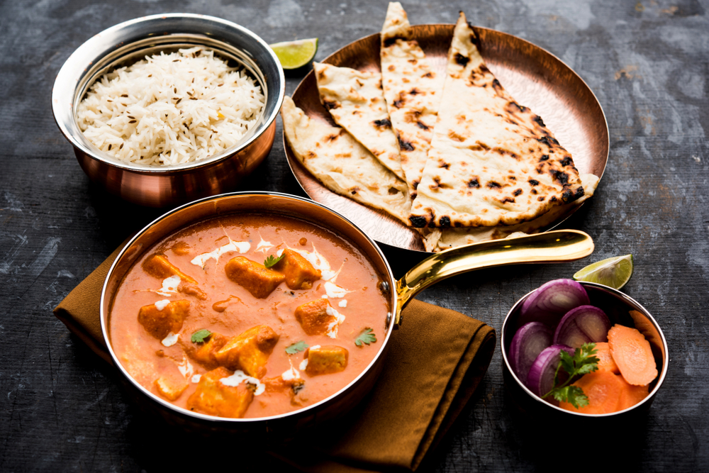 paneer masala and naan like you can find at the authentic Indian food restaurant Austur Indiafjelagid in Reykjavik