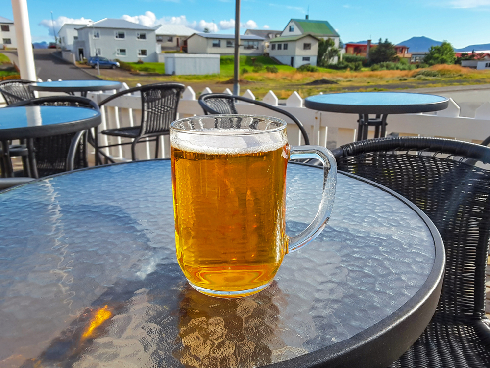 beer outside on a table in Iceland