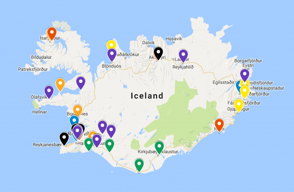 map of grocery stores in Iceland