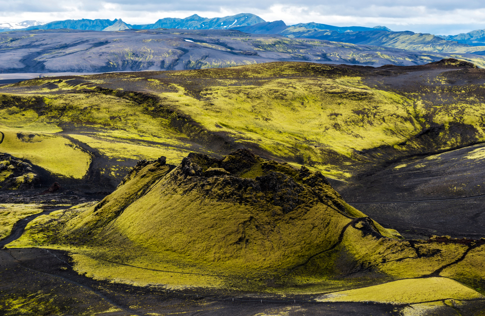 Green and black craters in Lakagigar.