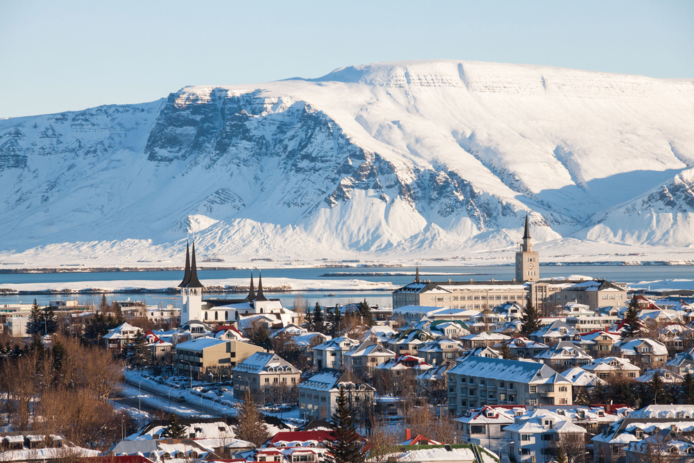 An aerial view of Reykjavik in an article about restaurants in Iceland