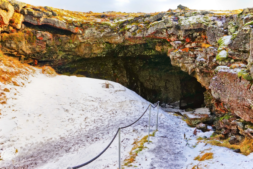 This basalt rock and lava cave has an opening that you can tour and walk through its tunnels.