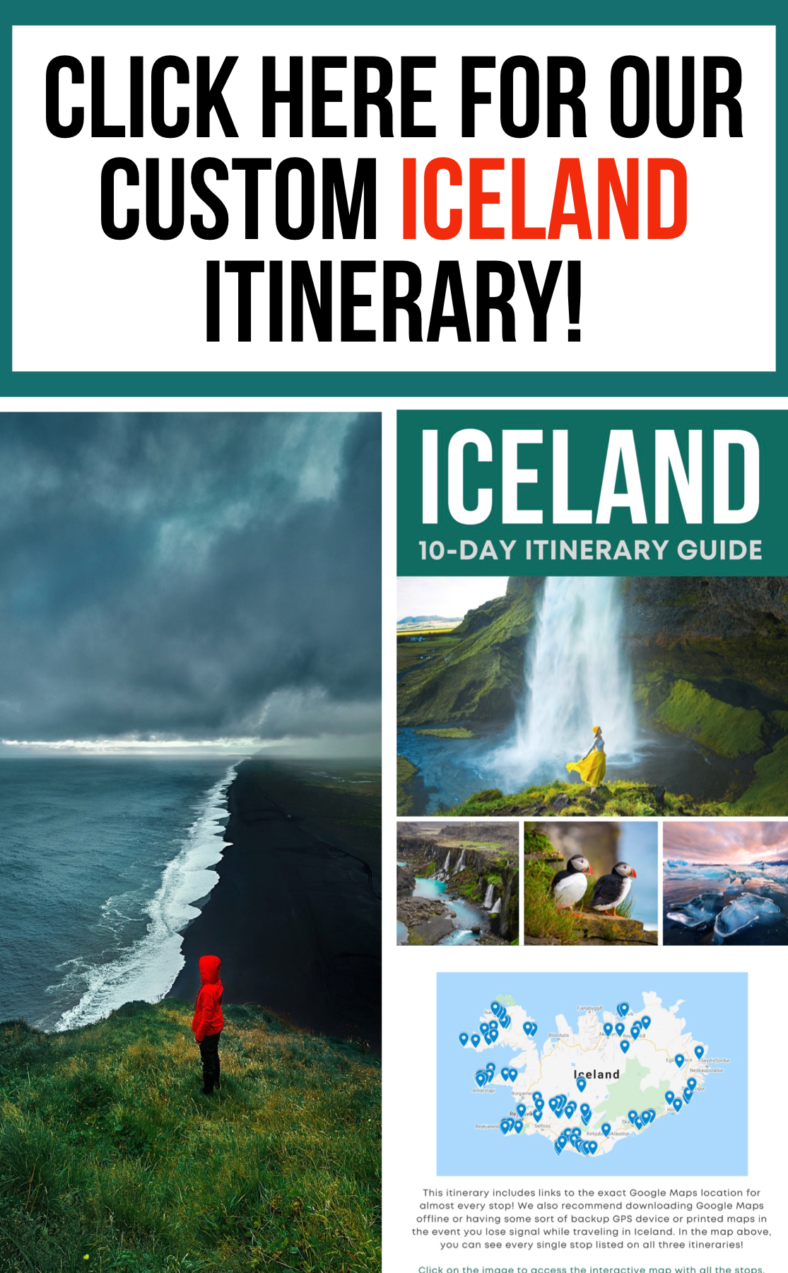 widget featuring photos for planning a 10 day iceland itinerary