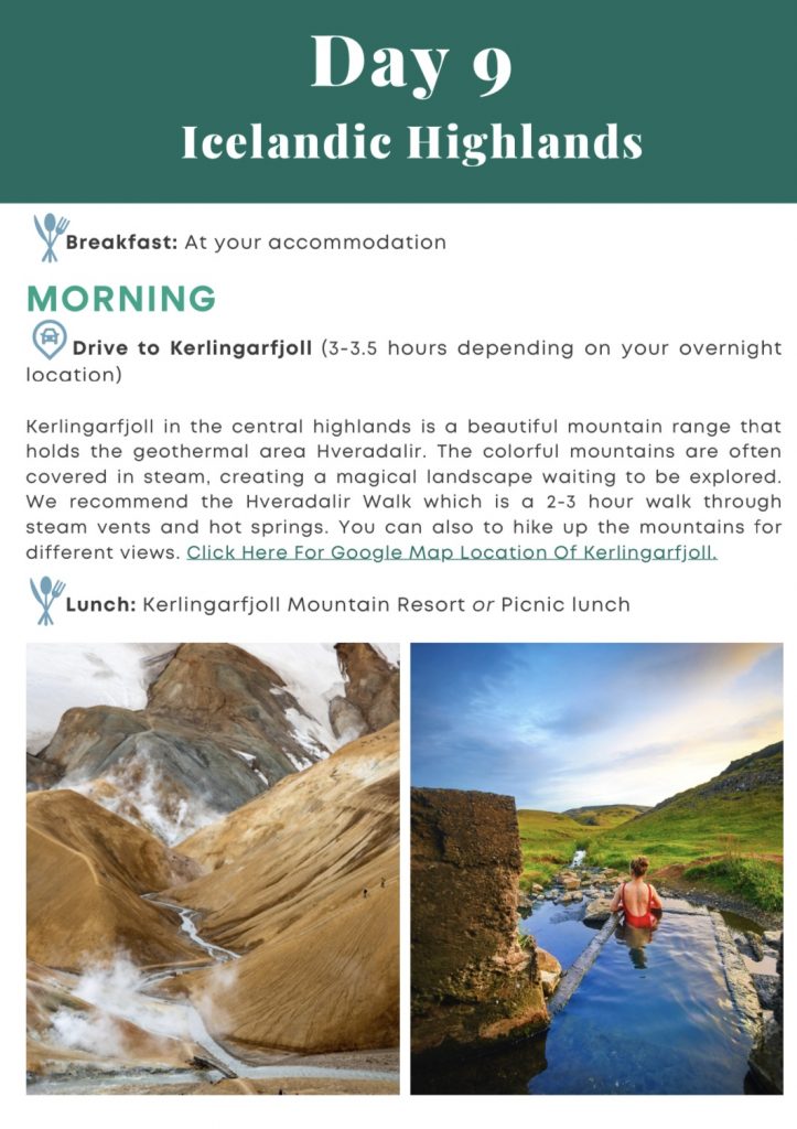 inside page of 10 day iceland ebook featuring the icelandic highlands
