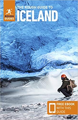 Inside an ice cave on the cover of a book about Iceland  