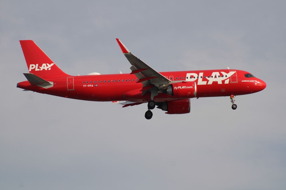 a plane from Play airlines flying and allowing people to travel to Iceland on a budget