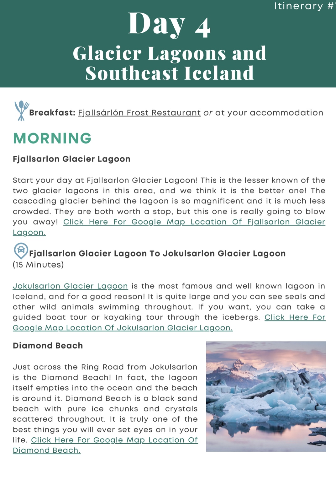 example of day 4 for the 7 day iceland itinerary