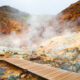 geothermal area with boardwalk on the reykjanes peninsula iceland
