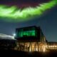 hotel ion along the golden circle in iceland with the northern lights above